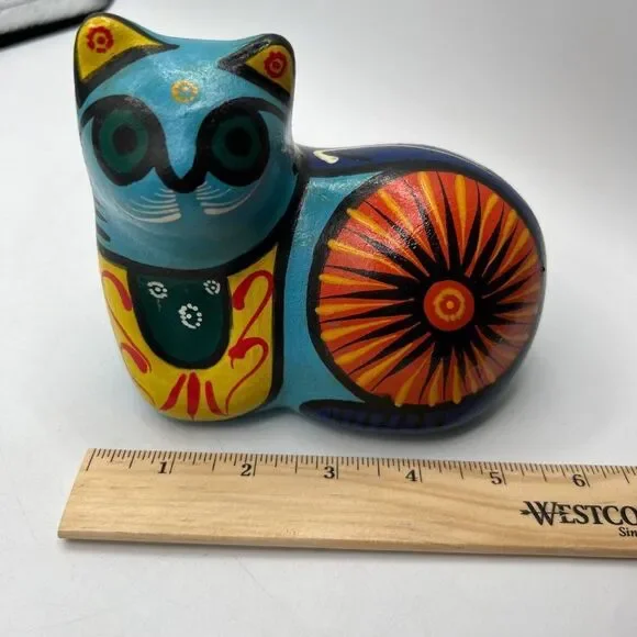 Vintage Puerto Vallarte 1990 Art Deco Cool Mexican Cat Ceramic Home Decor - Picture 11 of 13